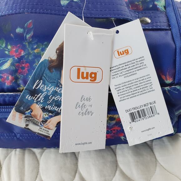 lug Trolley Cosmetic Travel Bag Women's Blue Floral Several Make-Up Compartments - Picture 6 of 11